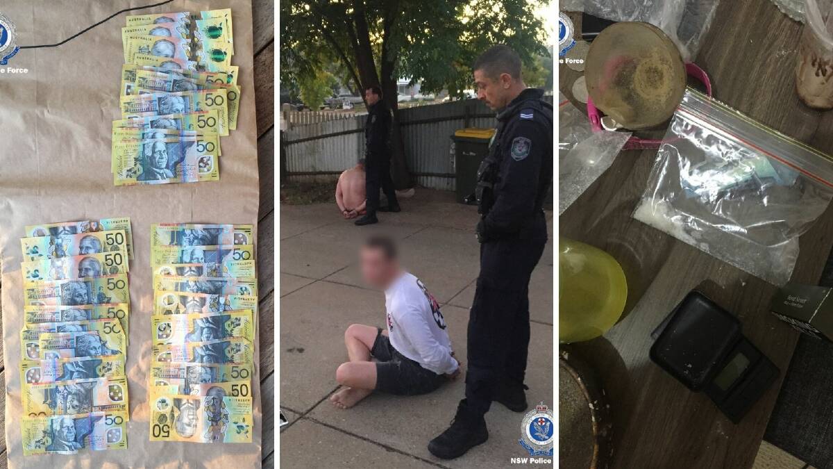 Police seized drugs and cash in raids in Wagga on Tuesday morning. Pictures: NSW Police