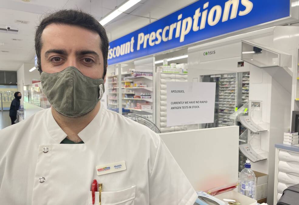 EXTREME MEASURES: Cincotta Discount Pharmacy owner Mustafa Al Shajarki spent two days scouring Sydney for rapid antigen tests for customers in need. The rest sold out in five minutes. Picture: Daisy Huntly