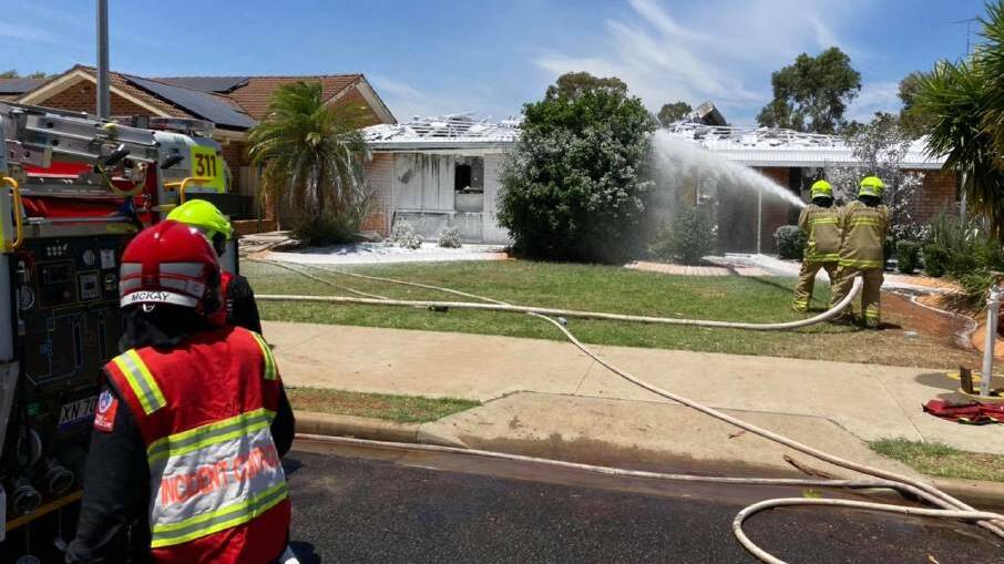 Fire crews applied fire supression foam to the McCudden Street home to prevent re-ignition. PHOTO: Yenda NSW Fire and Rescue
