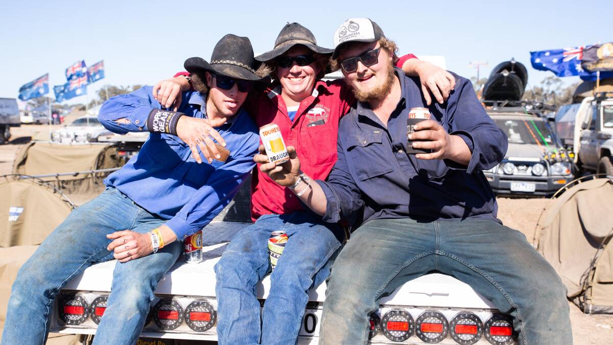 MUSTER TIME: Jimmy Salmond, Ash Owens and Jason Stubbs from Marulan at the 2018 Deni Ute Muster. Picture: Chelsea Sutton