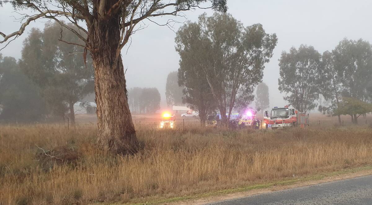 Emergency services at the scene on Oura Road on Thursday morning. Picture: Supplied