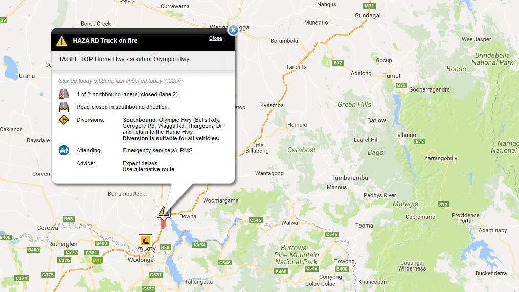 Hume Highway reopened after truck crash, fire