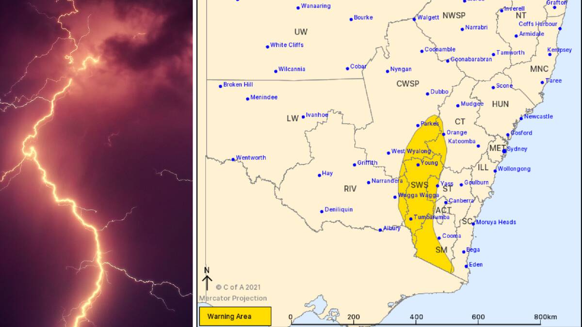 Severe thunderstorm warning for parts of Riverina