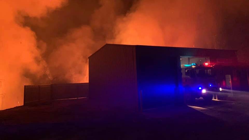 Cootamundra crews worked through the night at Wondalga, saving the local RFS shed. Picture: Cootamundra Rural Fire Service
