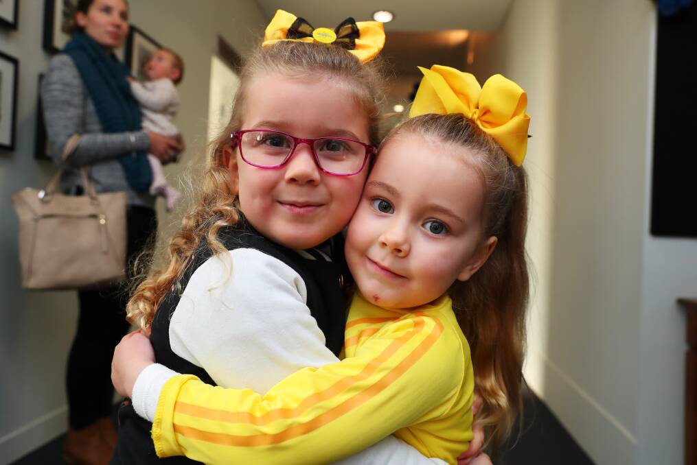 Sienna Evans, 4 and Imani Vidler, 4, at the 2019 Wiggles show in Wagga. Picture: Emma Hillier