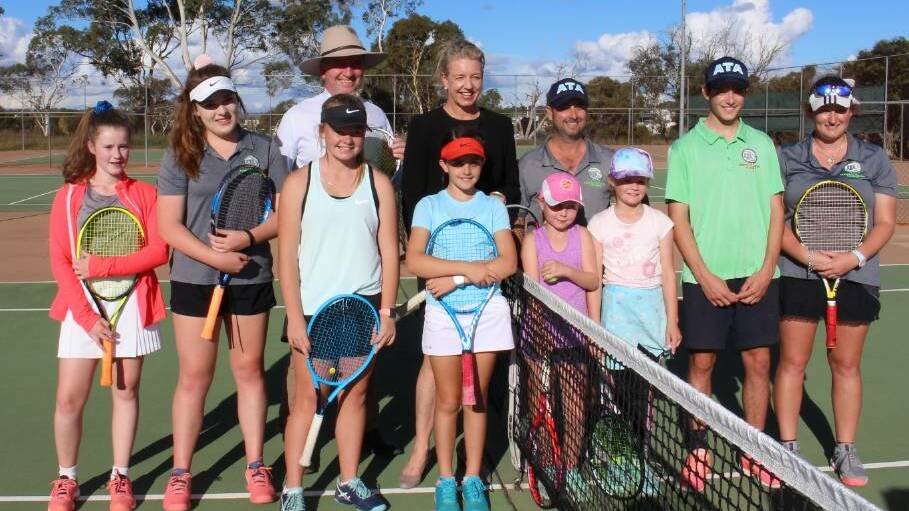 Barnaby Joyce with then-sports minister Bridget McKenzie at the Armidale tennis club which received $50,000 in funding last year.