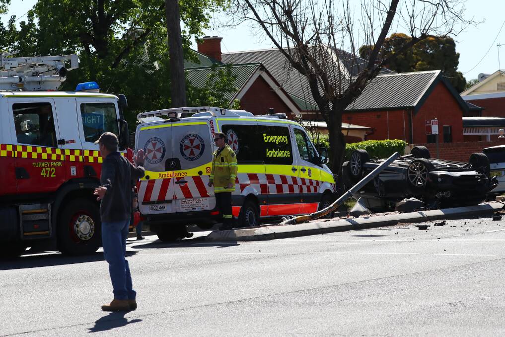 CRASH SCENE: The first crash on the corner of Docker and Edward Street happened shortly after 10am on Saturday. Picture: Emma Hillier