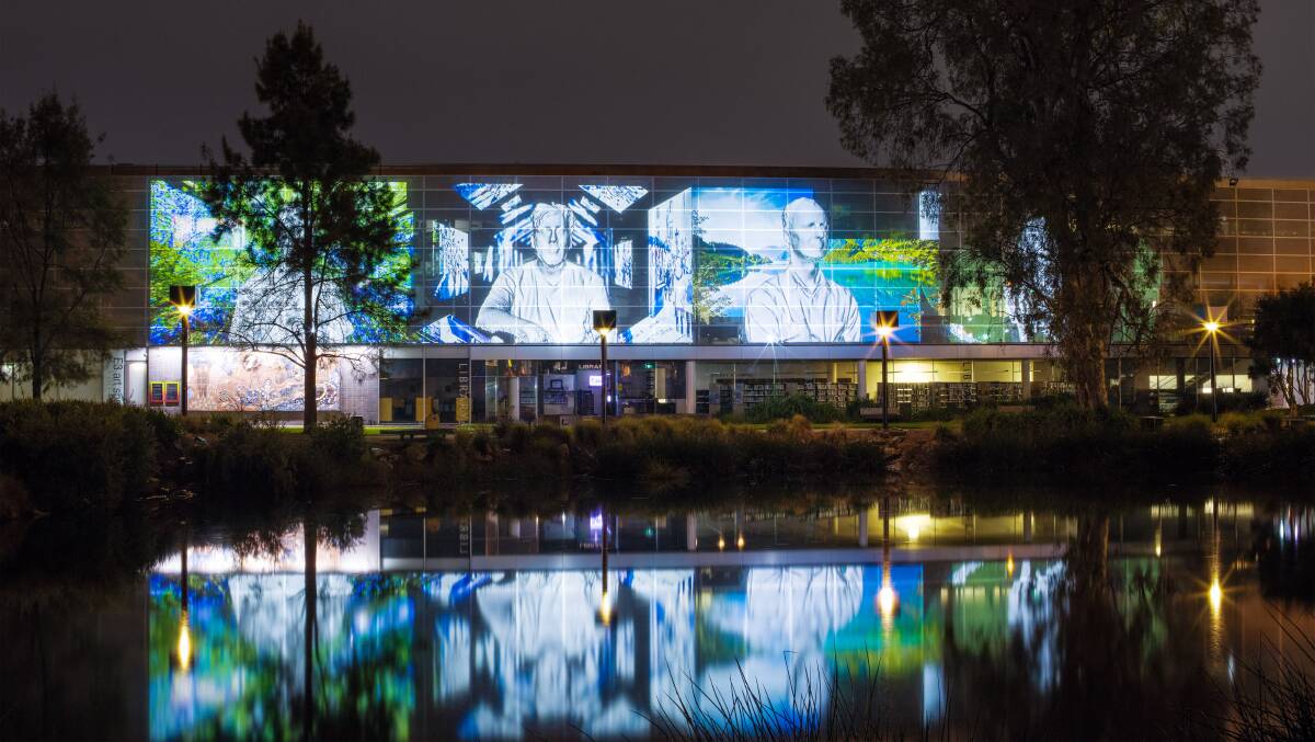 STATE OF THE ART: Yandell Walton's light projection piece 'The Departed' impressed crowds during the NightLights exhibition. Picture: Andrew Hagan