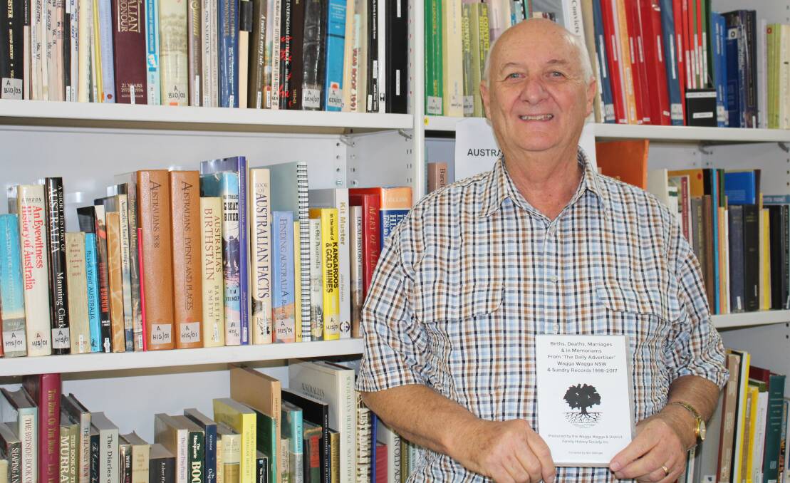 A MIGHTY EFFORT: Neil Dallinger, president of Wagga's Family History Society, has spent the last 20 years recording every single birth, death, marriage, and in memorium featured in The Daily Advertiser.