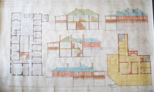 A set of plans from 1926 for the Home hotel prepared by WJ Monks, Jeffs & Kerr, architects of Wagga. Picure: CSU Regional Archives
