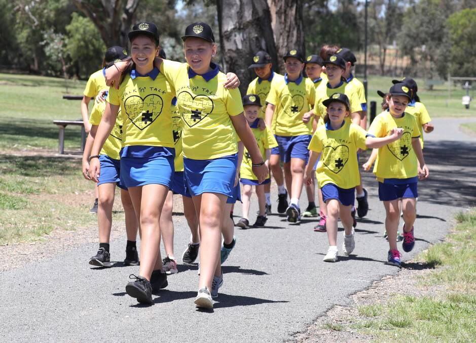 ONE YEAR ON: Rallied by motivated classmate Latisha Peverell, students at Lake Albert Public School helped launch Wagga's very first Walk'n'Talk this time last year.
