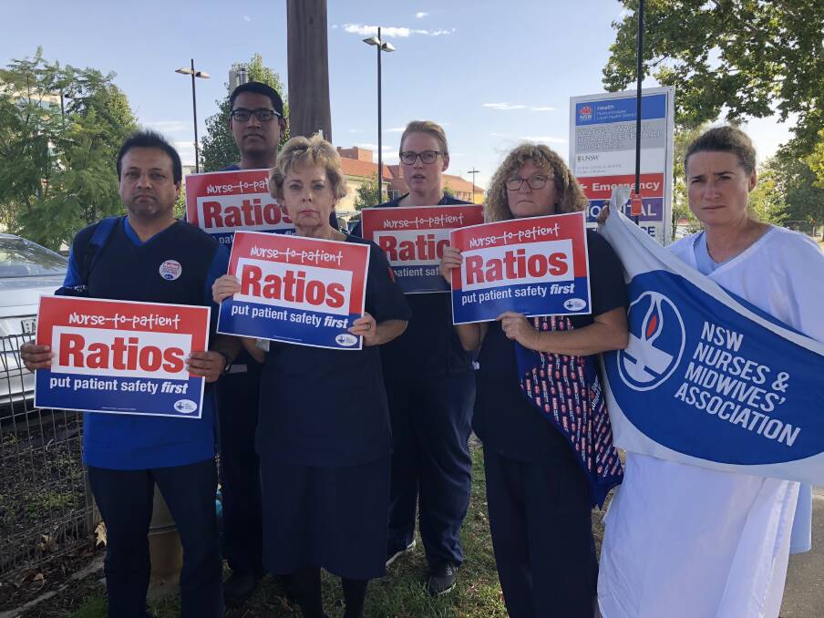 DEMANDING CHANGE: Nurses and midwives gathered outside Wagga Base Hospital on Wednesday afternoon to demand the hospital act quickly to address staffing concerns.