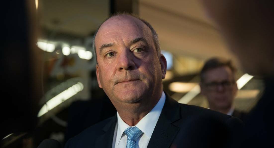 Daryl Maguire fronts the media on Friday after giving evidence at the ICAC inquiry in Sydney. Picture: Janie Barrett
