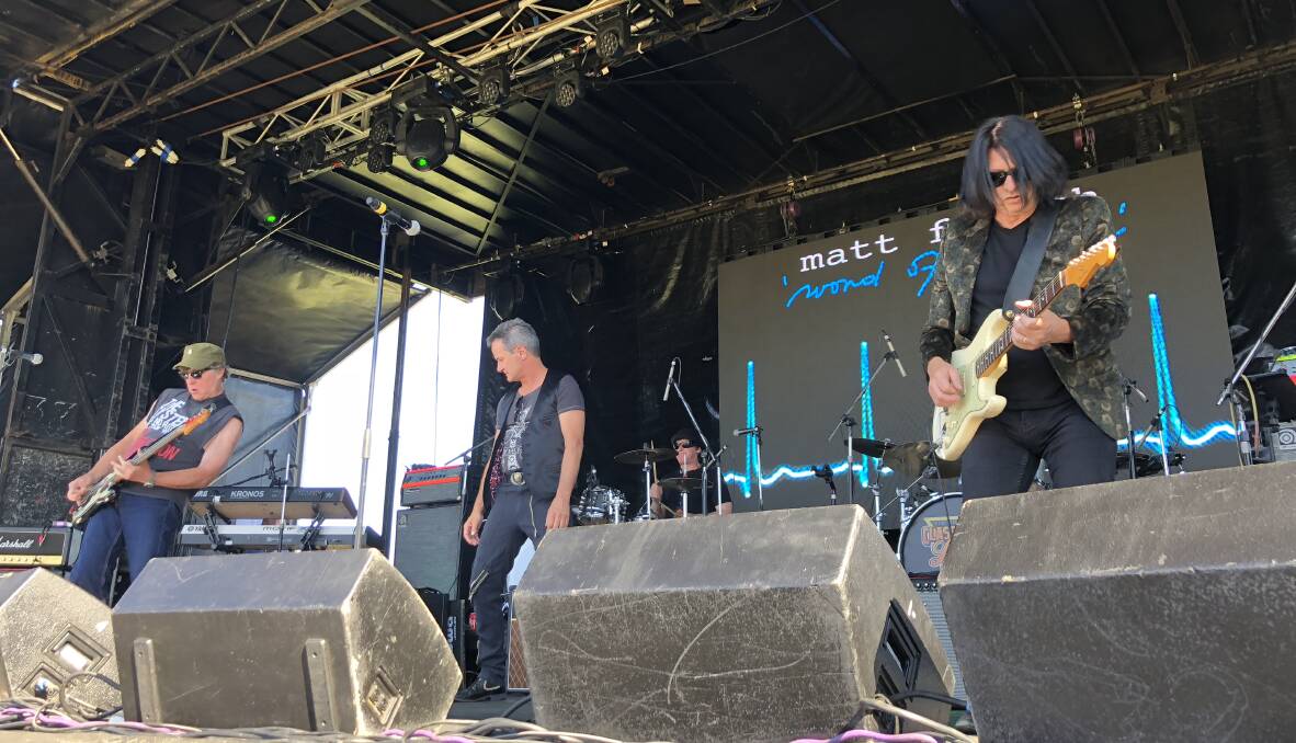 AND WE'RE OFF: Rockers Matt Finish get the crowd going as they kick off the 2018 Rock at the Races. Picture: Claudia Farhart