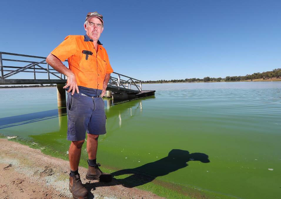 DISAPPOINTED: Commodore of the Wagga Boat Club Mick Henderson says he has spotted the first signs of this season's blue-green algae.