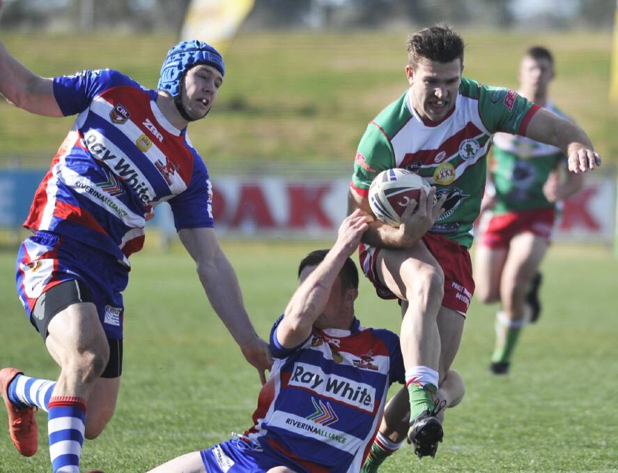 TOUGH TIMES: Brothers centre Ed Ansell tries to make a break in their loss to Young on Sunday. It is their third loss from their last four games.