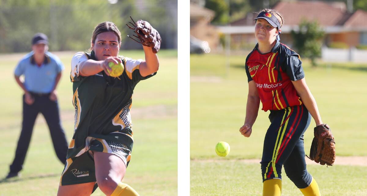 GOING HEAD TO HEAD: Montana Kearnes and Paris Hall will have important roles in the Wagga Softball grand final on Saturday.