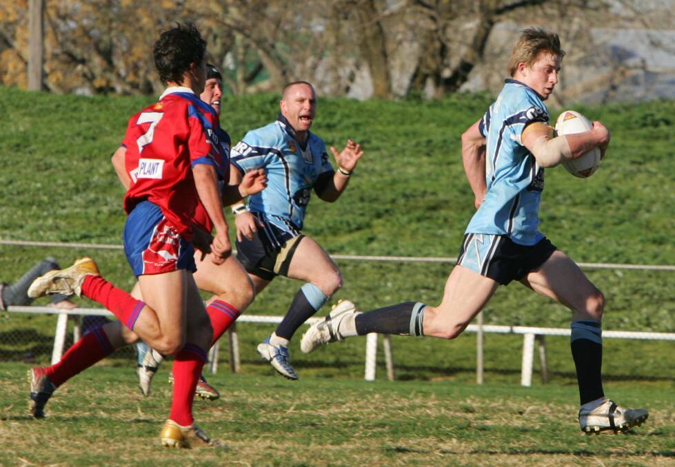 Adam Pearce races away playing for Tumut in 2007. Picture by Kerrie Stewart