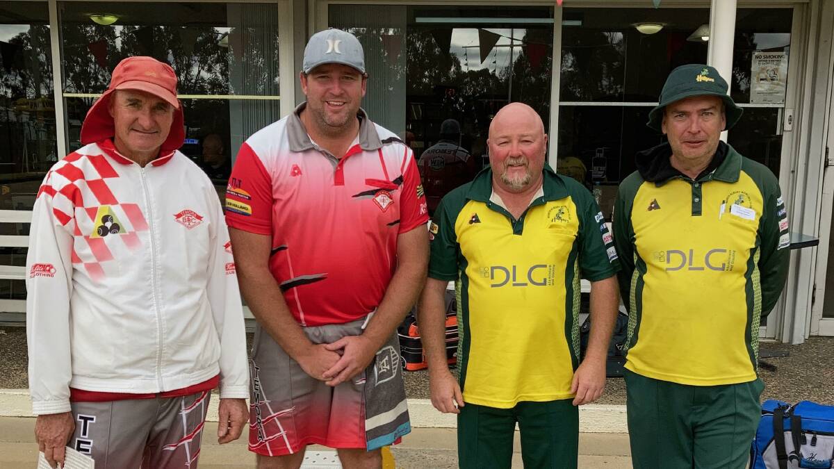 COMING UP TRUMPS: Temora's Bruce Lack and Arty Stacey proved too good for North Albury's Duane Crowe and Andrew Hirst in the Zone 8 pairs final on Sunday.