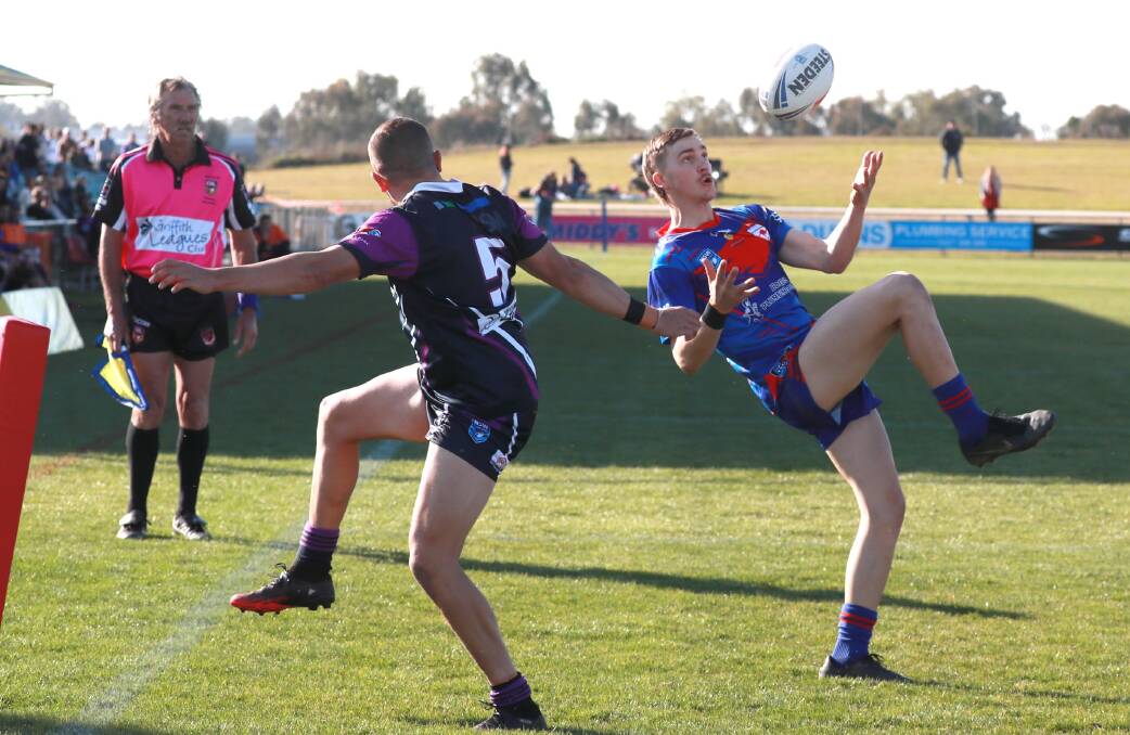 Hamish Starr, pictured juggling the ball in the win over Southcity, moves to fullback for Kangaroos on Saturday.
