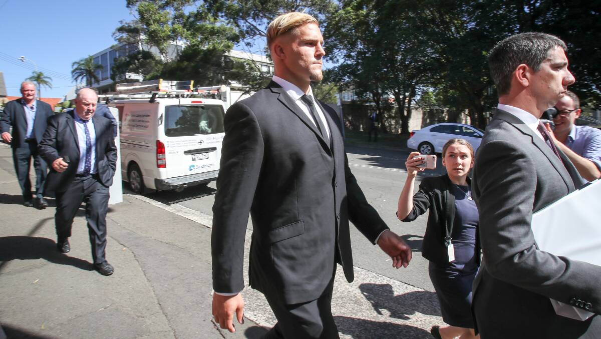 Jack De Belin leaving court last week after pleading not guilty to an aggravated sexual assault charge. 