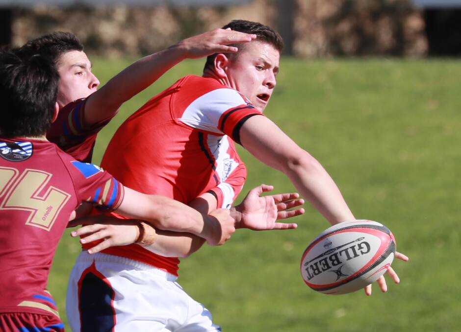 Jake Hay flicks the ball back during Kildare's loss to Mater Dei in the pool stage last month. Picture: Les Smith