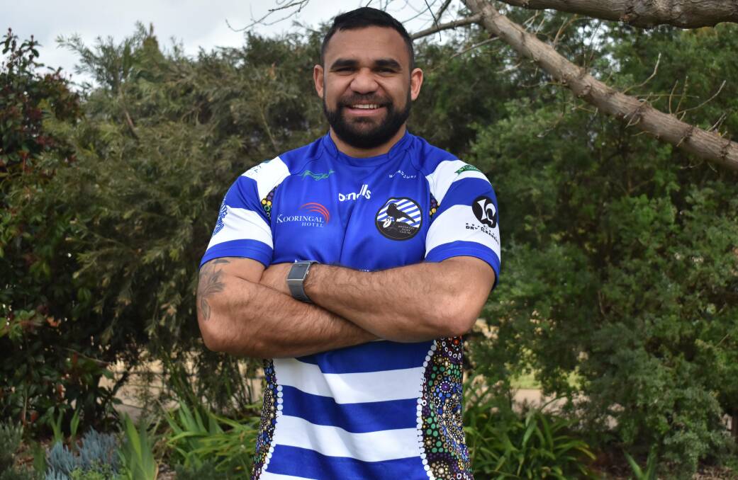 NEW LOOK: Wagga City captain-coach Ben Schreiber displays the club's special Indigenous jumpers to be worn in their clash with Tumut on Saturday. Picture: Courtney Rees