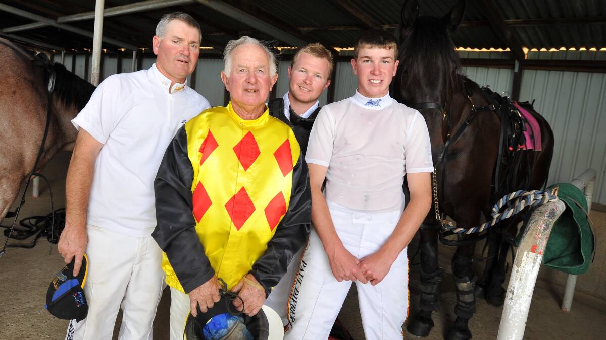Paul Diebert (right), pictured with uncle Malcolm Diebert, grandfather Norm Diebert Snr and cousin Andrew Pitt at Wagga in 2012.