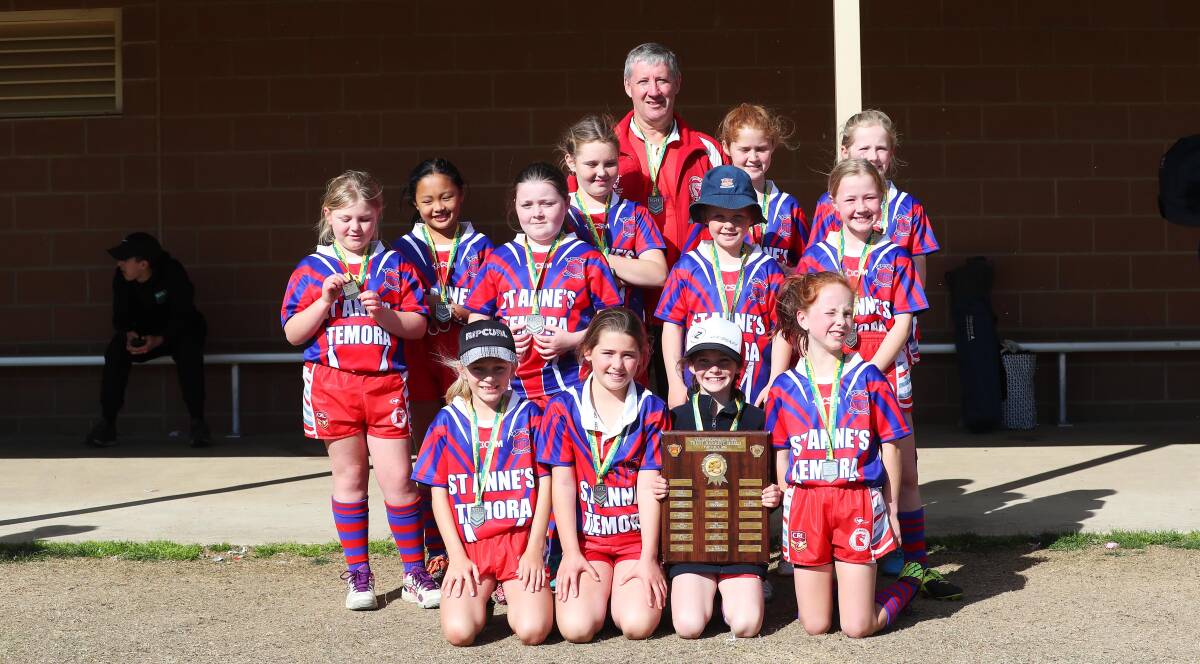 TOP EFFORT: St Anne's Temora celebrate after winning the Trent Barrett Shield leaguetag final against South Wagga Public at Paramore Park on Tuesday. Picture: Emma Hillier
