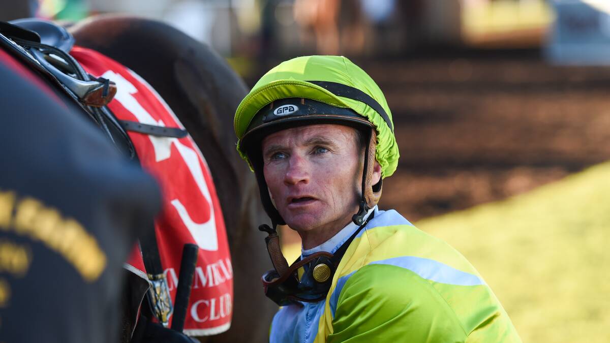 WINNING RETURN: Brendan Ward unsaddles Beautiful Bee after the pair combined to win at Albury on Monday. It was part of a winning double. PIcture: Mark Jesser