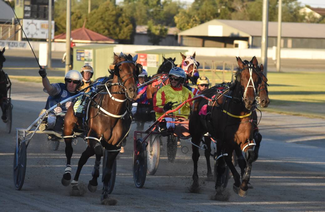 STRONG START: Rodney Coelli celebrates after All Good
caused a boilover at Leeton's Carnival Of Cups
meeting on Saturday. Picture: Courtney Rees