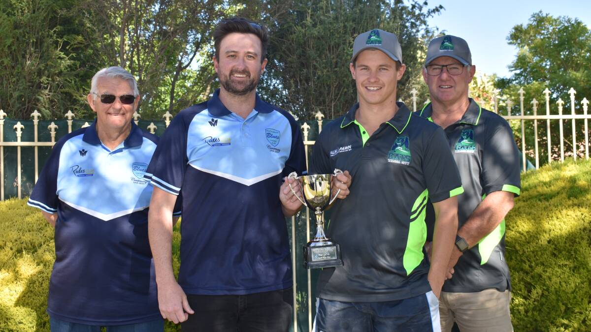 UP FOR GRABS: South Wagga's Max Knight and Joel Robinson will be looking to keep their hands on the Settlers Village Challenge Cup up against Wagga City's Josh and Owen Thompson. Picture: Courtney Rees