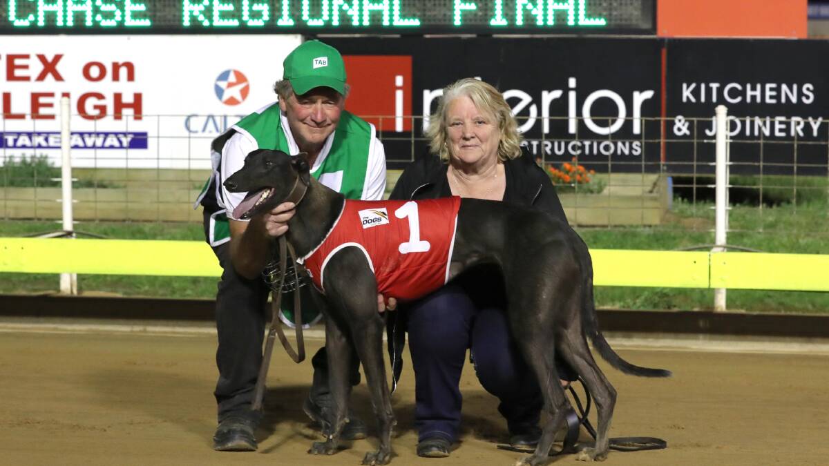 Brian and Joanne Smith celebrate Ultimate Speed's win in the Million Dollar Chase Regional Final at Wagga last year.