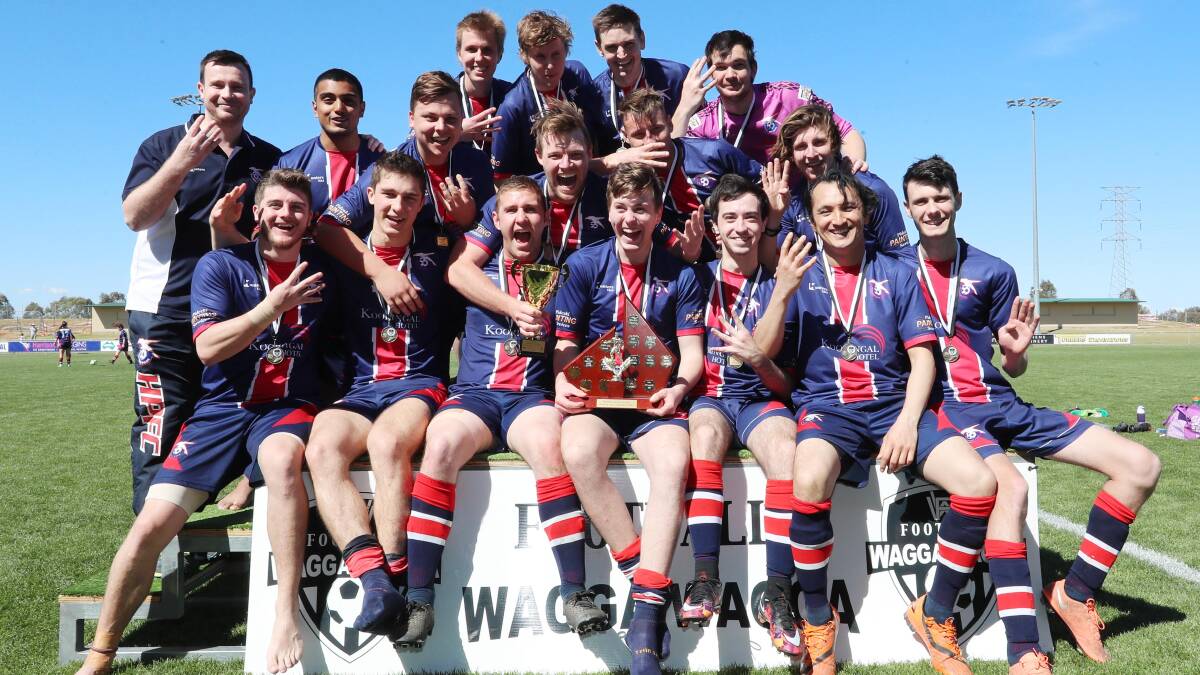CHAMPIONS AGAIN: Henwood Park Hawks celebrate a fourth straight Gardiner Shield title after a 4-2 win over Henwood Park Falcons. Picture: Les Smith