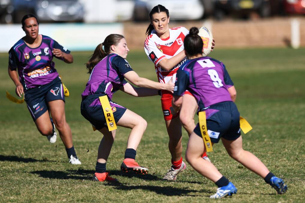 SMART WORK: Bree Madden scored a hat-trick in Temora's big win over Southcity on Sunday. She is one of four Dragons players in the Group Nine representative team to play Group 20 on Saturday.
