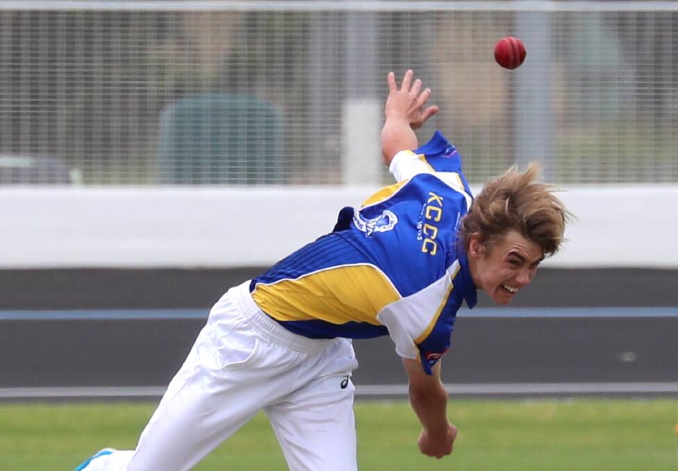 GOOD START: Kyle Hockley impressed as the teenager picked up two wickets to help Kooringal Colts bowl out Wagga RSL for 117 on Saturday. Picture: Les Smith