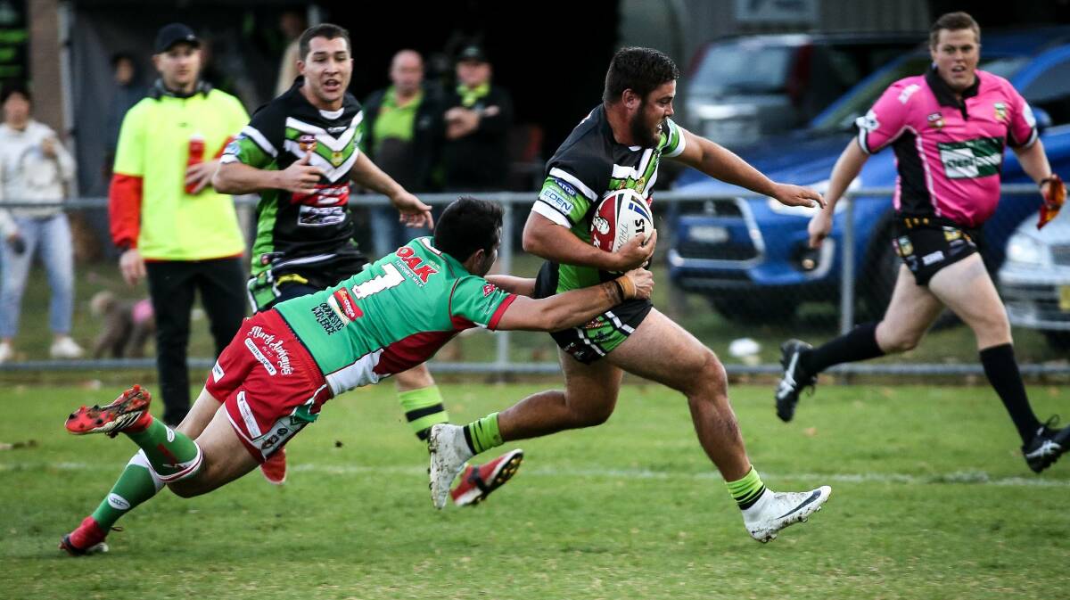 JUST SHORT: Robbie Byatt scored the opening try at Greenfield Park on Saturday as Albury fell to Brothers. Picture: The Border Mail