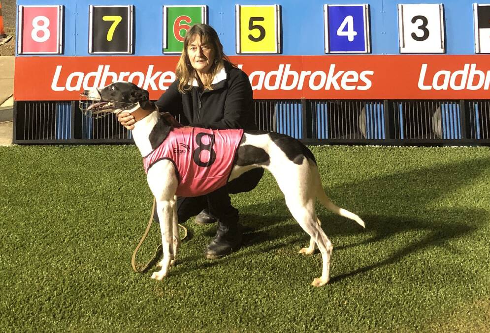 ON A ROLL: Temora trainer Cherryl Bradley with Turtle Dove after their win at Wagga two starts ago. The pair are chasing more success on Sunday.