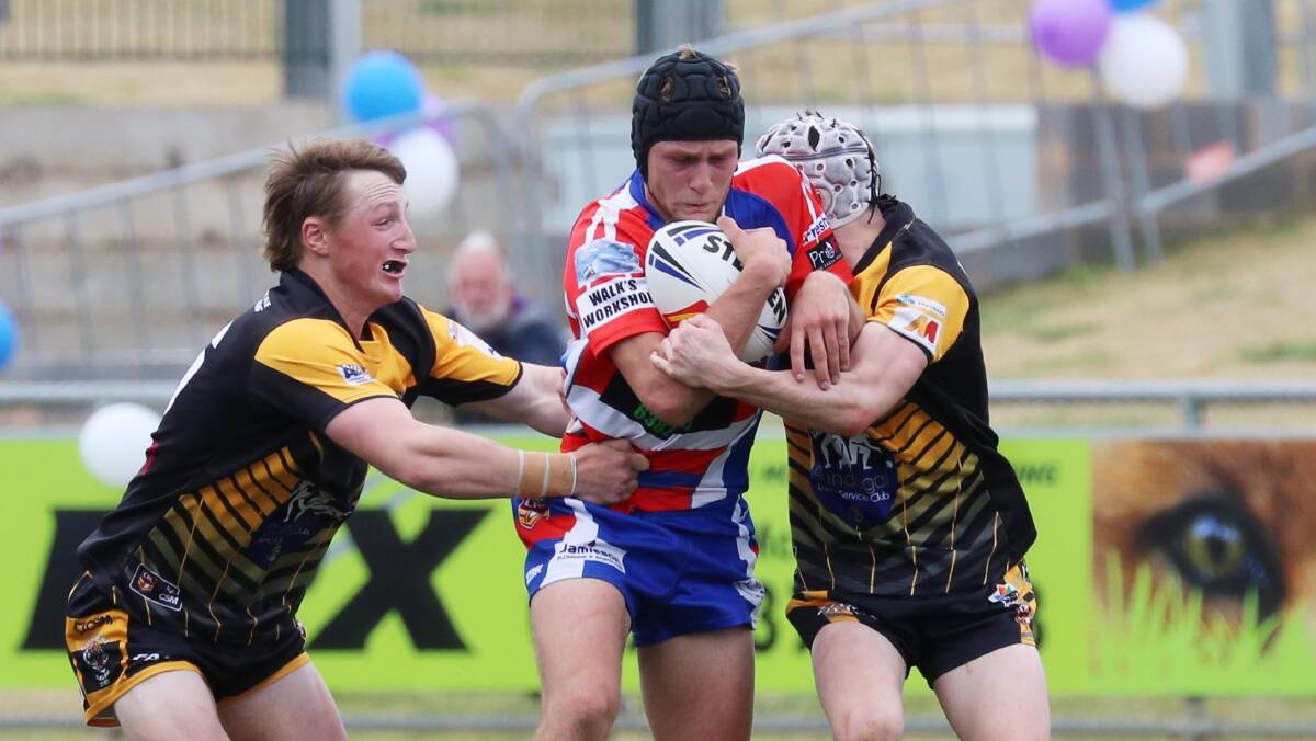 Nic Hall playing in Young's Weissel Cup grand final win over Gundagai last year.