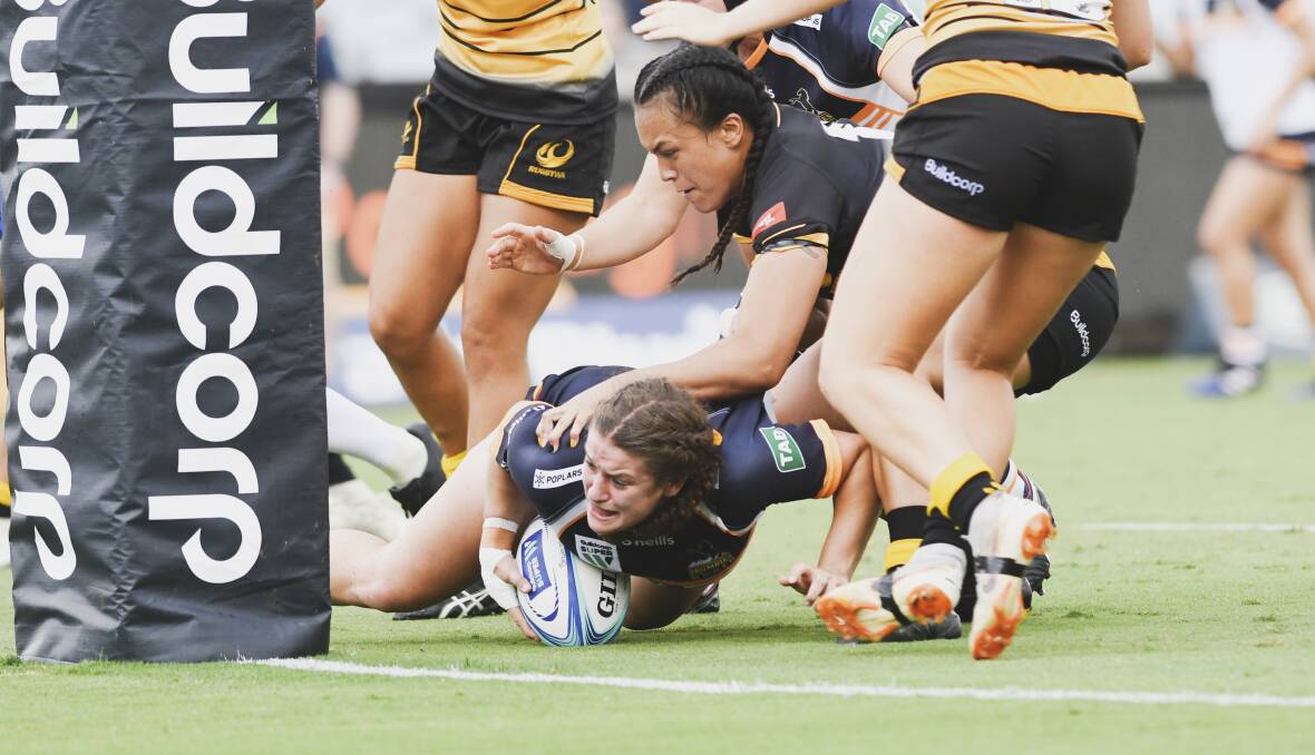 Harriet Elleman getting dragged down playing for the Brumbies this season. Picture: Dion Georgopoulos