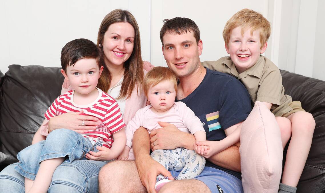 Rob Nicoll and wife Eloise and their children Oliver Nicoll, Willow Nicoll and Josh after his Multiple Sclerosis diagnosis in 2017. 