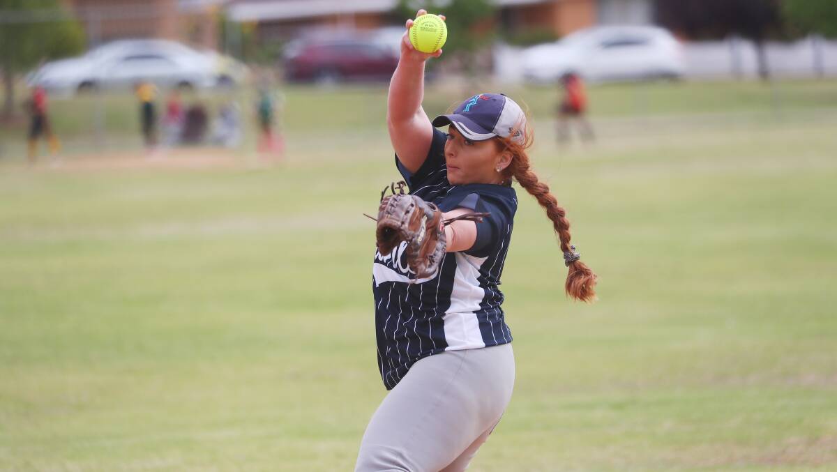 BRINGING HEAT: Tess Glynn pitching as Saints scored a 2-1 win over Turvey Park Red on Saturday.