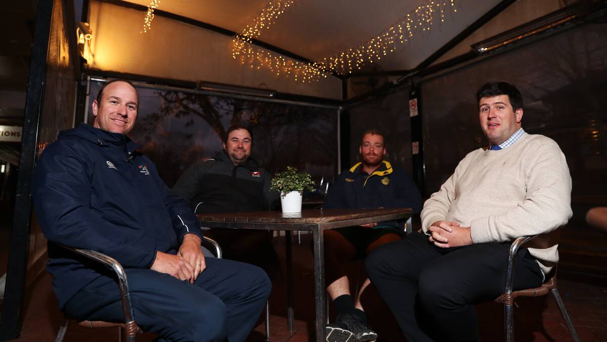CLUBS UNITE: Michael Davis, Will Mitchell, Matt Harris and Angus Stevenson ahead of the Friends Of Rugby luncheon next week. Picture: Emma Hillier