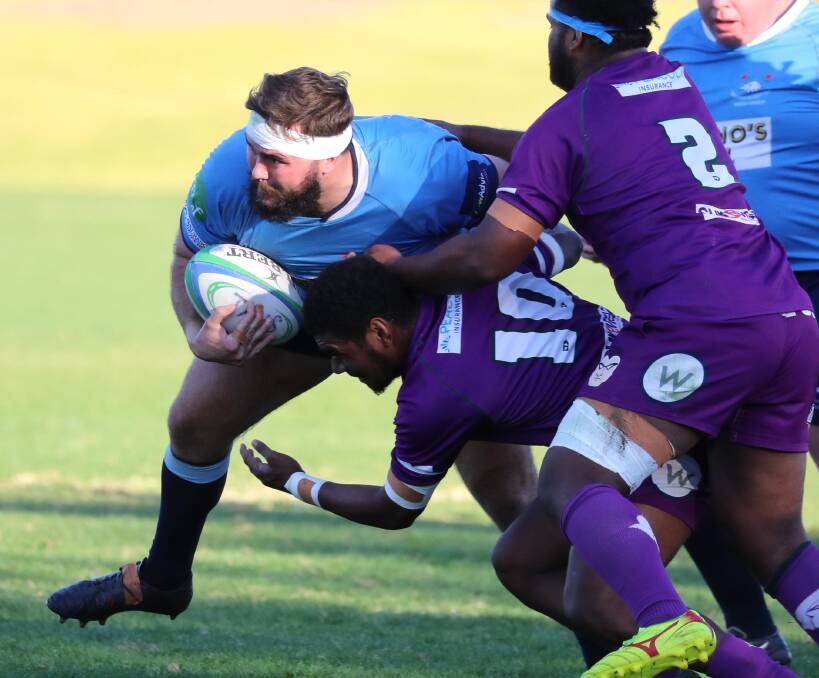 CHARGING AHEAD: Rob Wiltshire was one of the new faces for Waratahs in their win over Leeton at Conolly Rugby Complex on Saturday. Picture: Les Smith