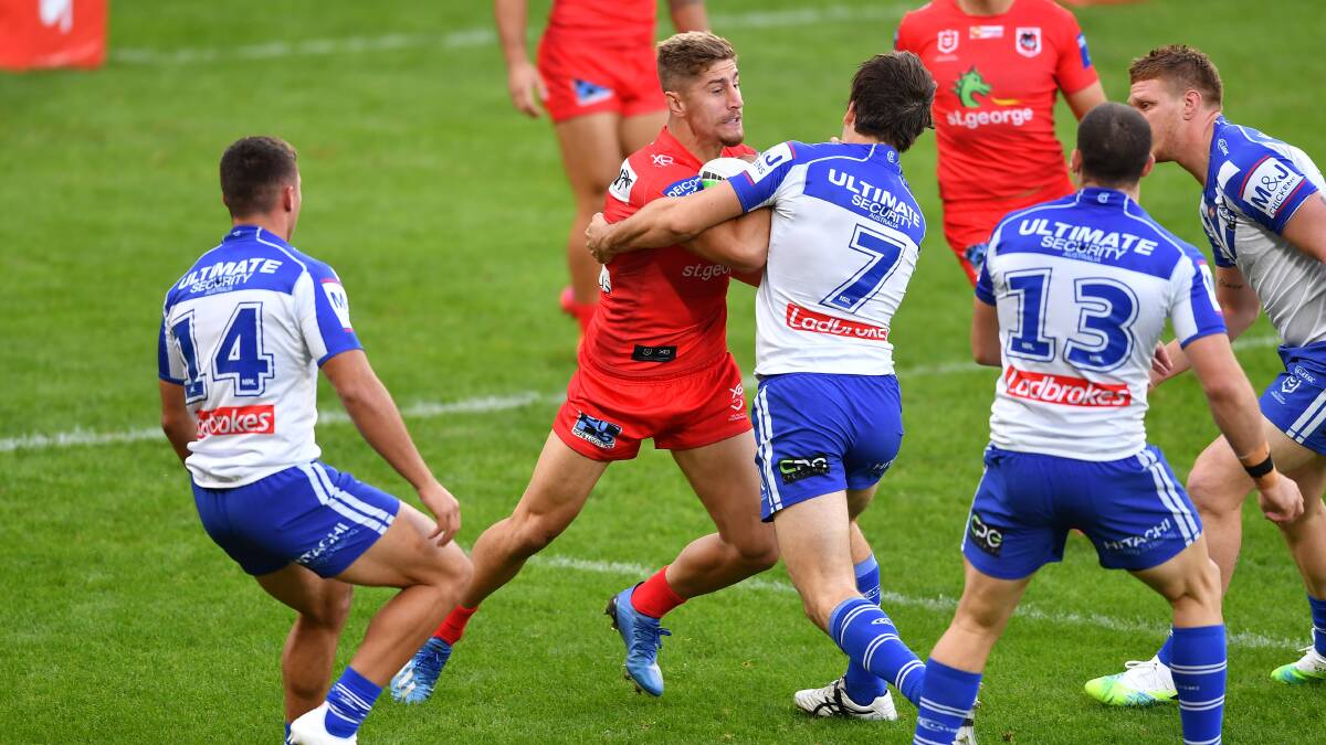 CAUGHT UP: Temora product Zac Lomax hopes St George Illawarra's first win of the season can kick start their interrupted campaign. Picture: NRL Imagery