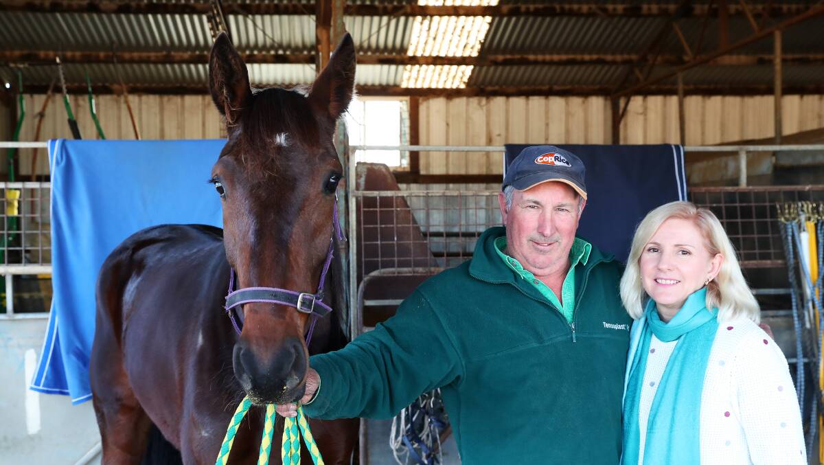 Brian and Louise Smith with Belongtolou ahead of the NSW Breeders Challenge final two seasons ago.
