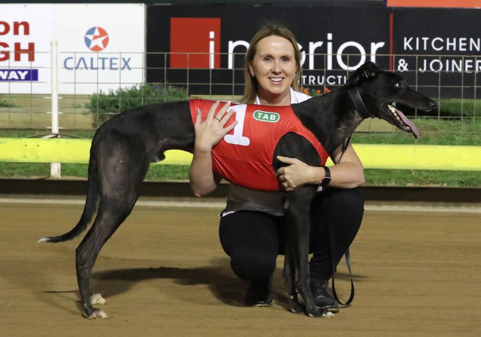 Seona Thompson with Deliver after his track record performance at Wagga on Friday.