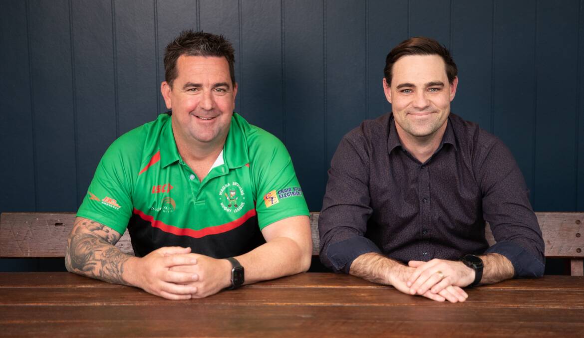 New Brothers coach Aaron Gorrell, pictured with president Zac Wilson, will travel from Canberra to coach the Wagga club. Picture by Madeline Begley