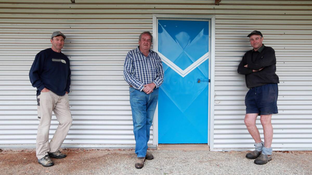 The Rock-Yerong Creek co-president Mark Driscoll with Yerong Creek Recreation Ground committee president Ross Edwards and secretary Kevin Driscoll at the ground the Magpies will use in the Farrer League this season.