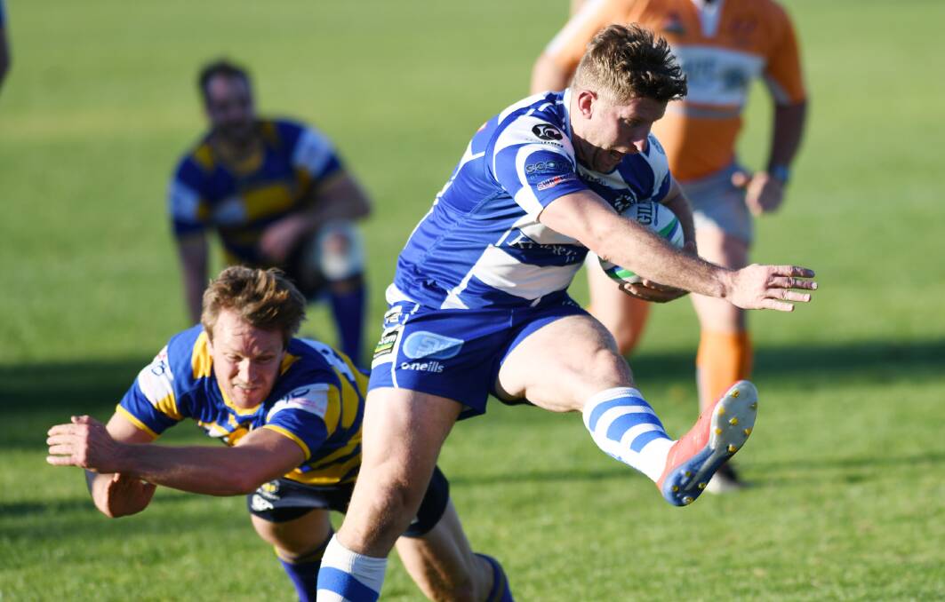 James Curgenven tries to skip out of a tackle during the loss to Albury last time out.
